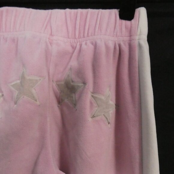 BONGO | medium | Pink Velour Sweatpants | Side White Stripes | 4 Grey Star Back - Picture 12 of 16